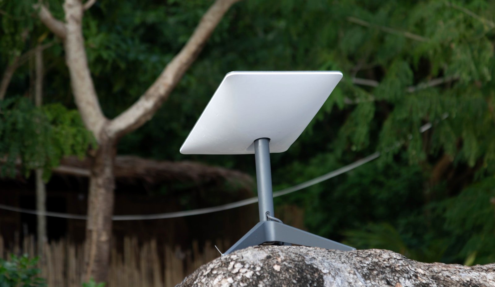 Starlink dish on a secure outdoor mount in Rwanda