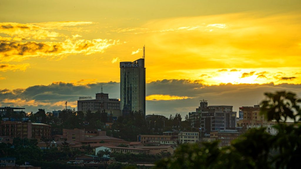 Kigali skyline at sunset - order Starlink in Rwanda and get it installed the same day